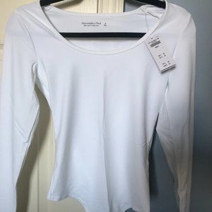 A&F White Long-Sleeve Seamless Bodysuit